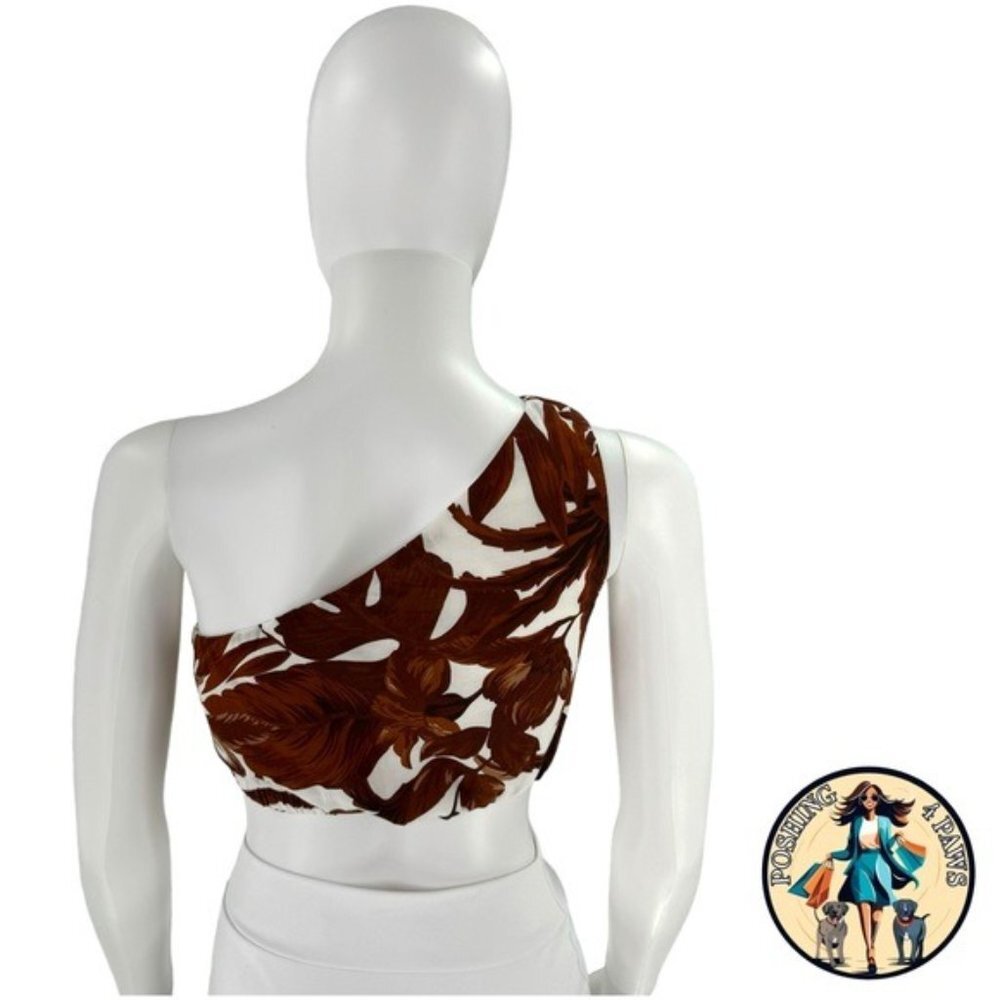 Seven Wonders | NEW Lorelei One Shoulder Crop Top in Chocolate Floral Size L - Picture 9 of 11